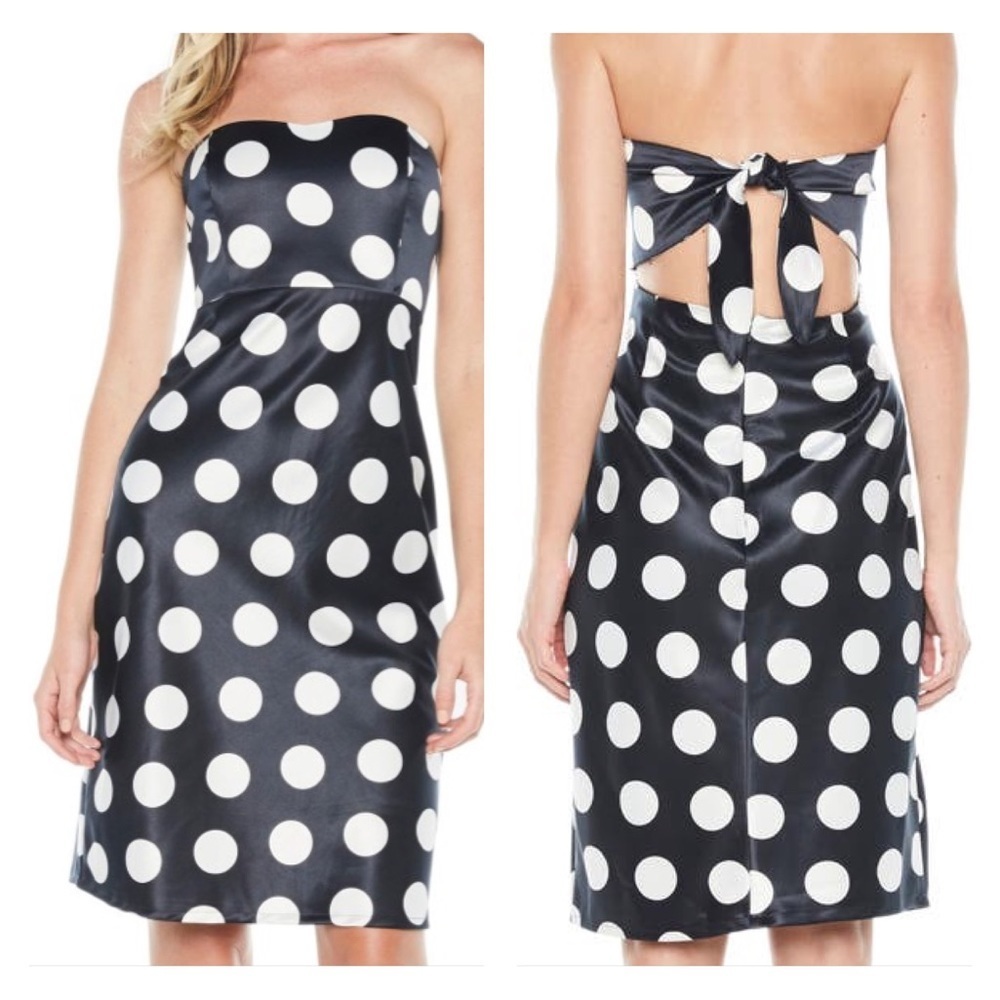 NWT Bardot Sayer Dotted Tie Back Strapless Dress